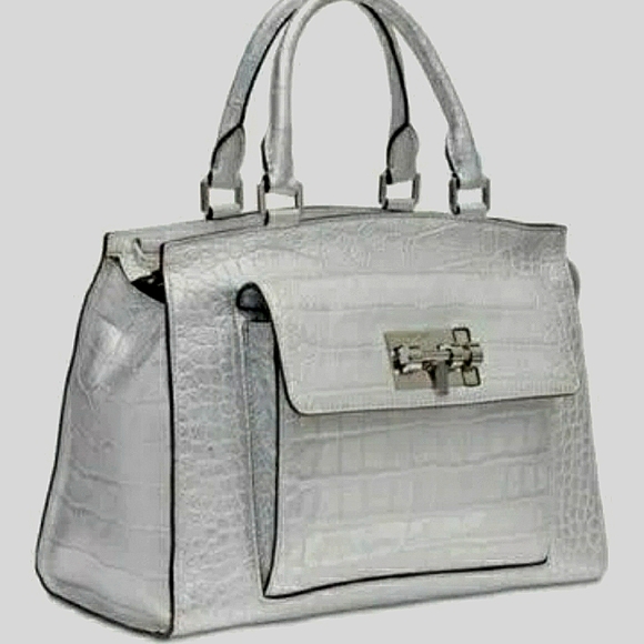 DKNY Elizabeth Mastrotto Silver Leather Satchel - Picture 5 of 7